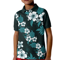 Hawaiian Hibiscus Tribal Floral Teal Kid Polo Shirt Polynesian Tapa Pattern LT01 Kid Teal - Polynesian Pride
