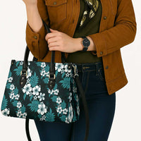 Hawaiian Hibiscus Tribal Floral Teal Leather Bag Polynesian Tapa Pattern - Polynesian Pride