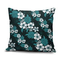 Hawaiian Hibiscus Tribal Floral Teal Pillow Cover Polynesian Tapa Pattern - Polynesian Pride
