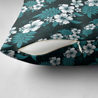 Hawaiian Hibiscus Tribal Floral Teal Pillow Cover Polynesian Tapa Pattern - Polynesian Pride