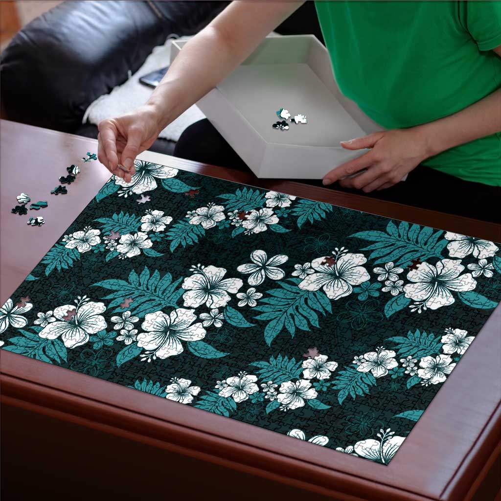 Hawaiian Hibiscus Tribal Floral Teal Puzzle Polynesian Tapa Pattern LT01 - Polynesian Pride