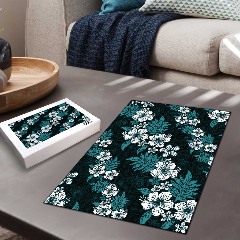 Hawaiian Hibiscus Tribal Floral Teal Puzzle Polynesian Tapa Pattern LT01 - Polynesian Pride