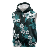 Hawaiian Hibiscus Tribal Floral Teal Sleeveless Hoodie Polynesian Tapa Pattern LT01 Teal - Polynesian Pride