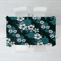 Hawaiian Hibiscus Tribal Floral Teal Tablecloth Polynesian Tapa Pattern - Polynesian Pride