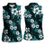 Hawaiian Hibiscus Tribal Floral Teal Women Sleeveless Polo Shirt Polynesian Tapa Pattern - Polynesian Pride