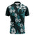 Hawaiian Hibiscus Tribal Floral Teal Zipper Polo Shirt Polynesian Tapa Pattern - Polynesian Pride