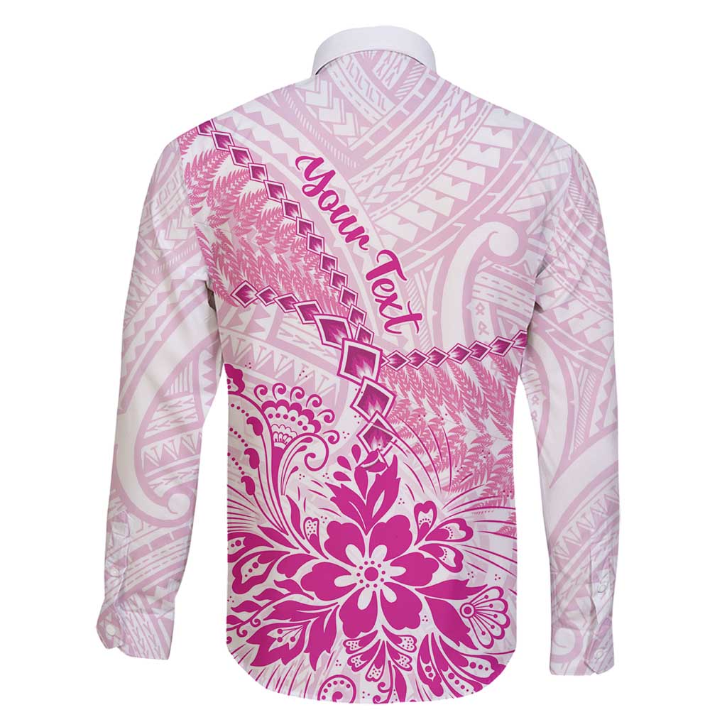 Personalised New Zealand Pink Fern Breast Cancer Family Matching Mermaid Dress and Hawaiian Shirt Polynesian Pattern LT01 - Polynesian Pride