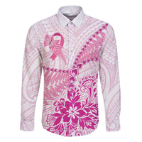 Personalised New Zealand Pink Fern Breast Cancer Family Matching Puletasi and Hawaiian Shirt Polynesian Pattern