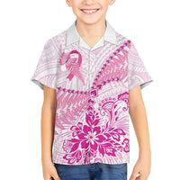 Personalised New Zealand Pink Fern Breast Cancer Family Matching Tank Maxi Dress and Hawaiian Shirt Polynesian Pattern LT01 Son's Shirt Pink - Polynesian Pride