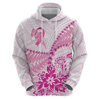 Personalised New Zealand Pink Fern Breast Cancer Hoodie Polynesian Pattern