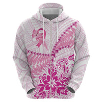 Personalised New Zealand Pink Fern Breast Cancer Hoodie Polynesian Pattern
