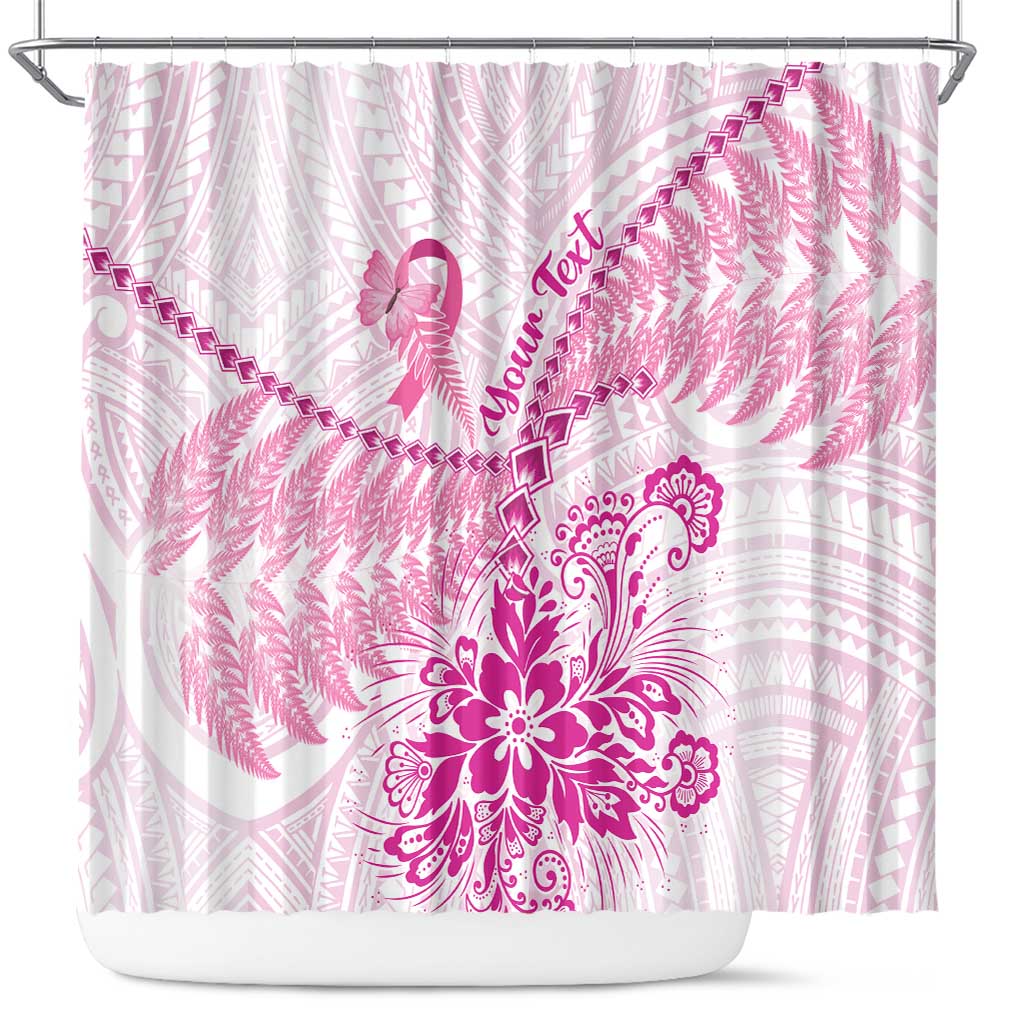Personalised New Zealand Pink Fern Breast Cancer Shower Curtain Polynesian Pattern LT01 Pink - Polynesian Pride