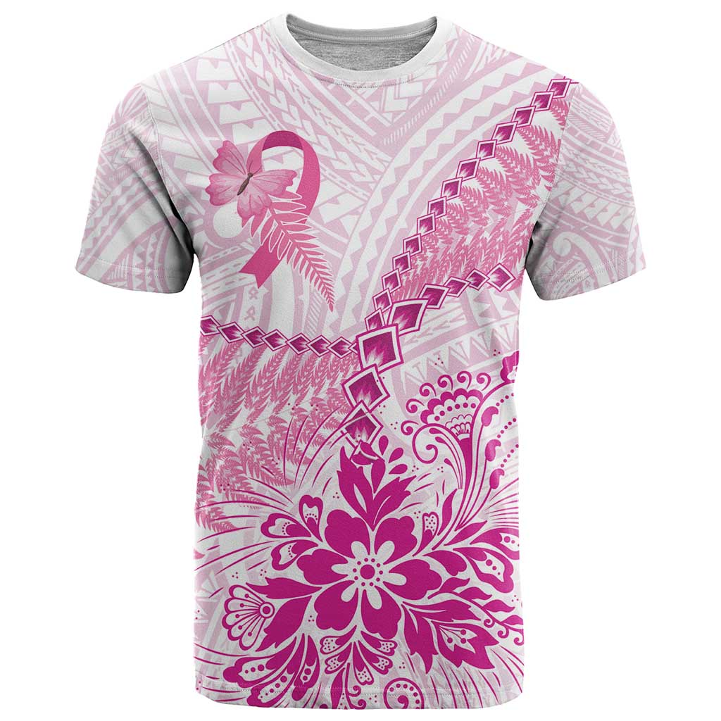 Personalised New Zealand Pink Fern Breast Cancer T Shirt Polynesian Pattern LT01 Pink - Polynesian Pride