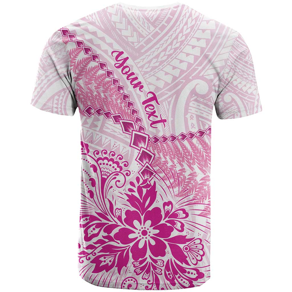 Personalised New Zealand Pink Fern Breast Cancer T Shirt Polynesian Pattern LT01 - Polynesian Pride