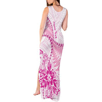 Personalised New Zealand Pink Fern Breast Cancer Tank Maxi Dress Polynesian Pattern