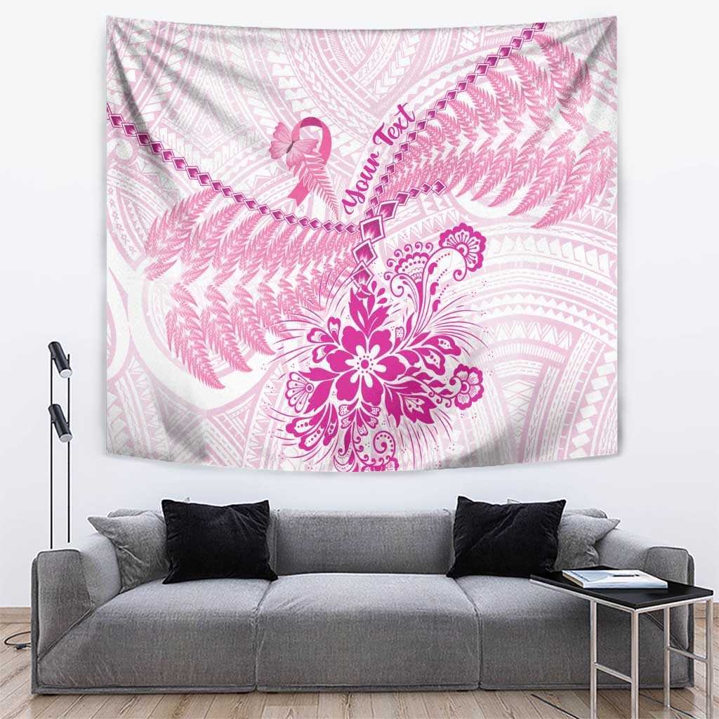 Personalised New Zealand Pink Fern Breast Cancer Tapestry Polynesian Pattern LT01 Pink - Polynesian Pride