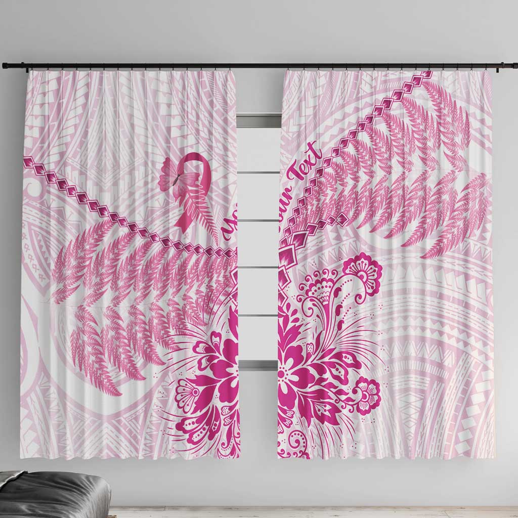 Personalised New Zealand Pink Fern Breast Cancer Window Curtain Polynesian Pattern LT01 With Hooks Pink - Polynesian Pride