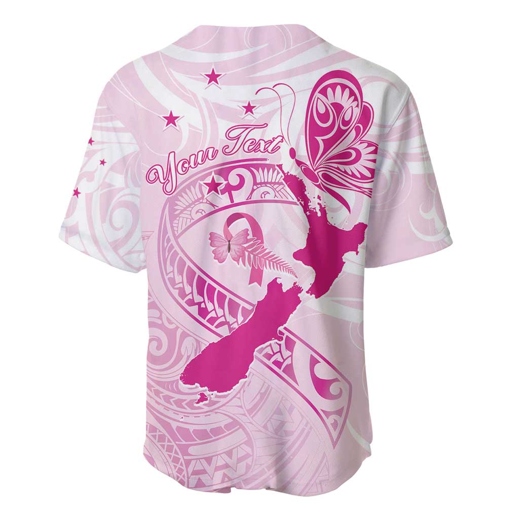 Personalised Aotearoa Breast Cancer Baseball Jersey New Zealand Maori Pattern LT01 - Polynesian Pride