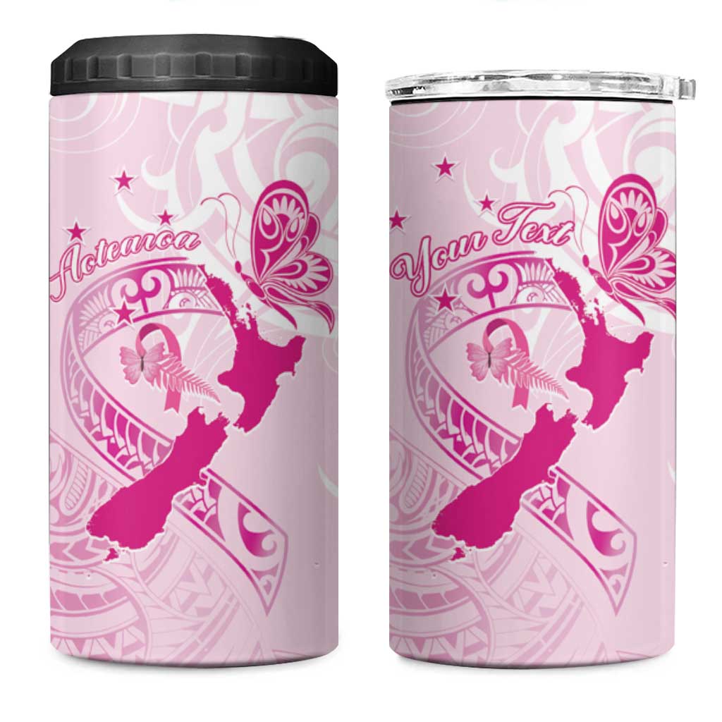 Personalised Aotearoa Breast Cancer 4 in 1 Can Cooler Tumbler Maori Pattern LT01 One Size: 16 oz Pink - Polynesian Pride