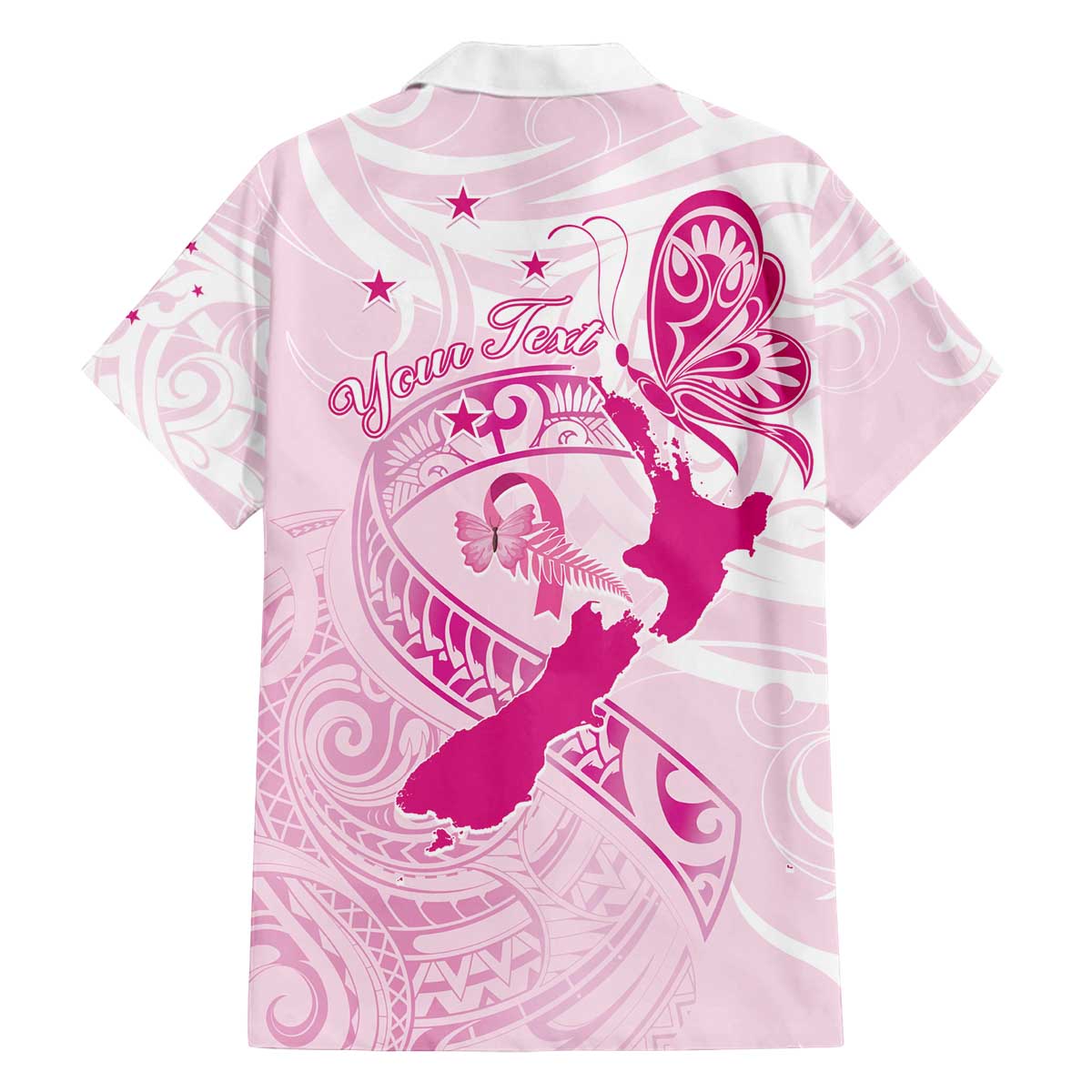 Personalised Aotearoa Breast Cancer Family Matching Off The Shoulder Long Sleeve Dress and Hawaiian Shirt New Zealand Maori Pattern LT01 - Polynesian Pride