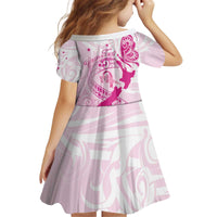 Personalised Aotearoa Breast Cancer Kid Short Sleeve Dress New Zealand Maori Pattern