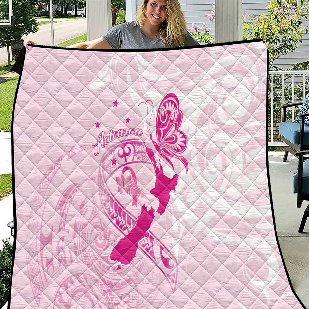 Personalised Aotearoa Breast Cancer Quilt New Zealand Maori Pattern LT01 Pink - Polynesian Pride