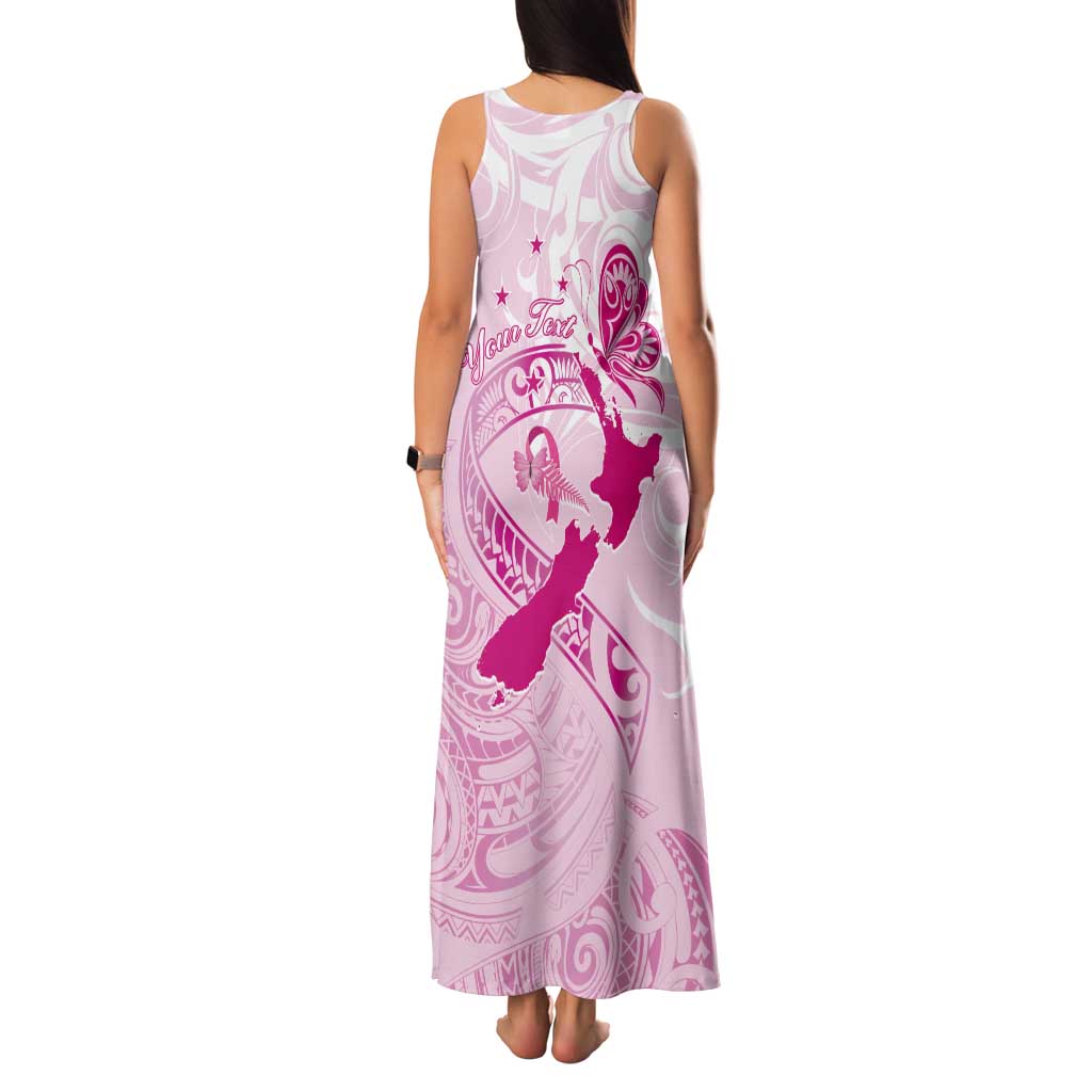 Personalised Aotearoa Breast Cancer Tank Maxi Dress New Zealand Maori Pattern