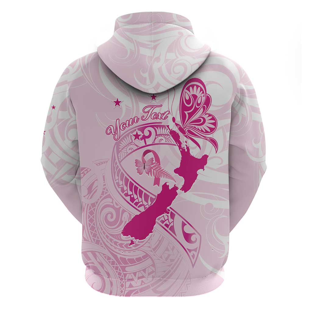Personalised Aotearoa Breast Cancer Zip Hoodie New Zealand Maori Pattern LT01 - Polynesian Pride