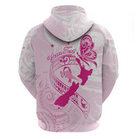 Personalised Aotearoa Breast Cancer Zip Hoodie New Zealand Maori Pattern LT01 - Polynesian Pride
