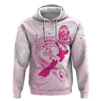 Personalised Aotearoa Breast Cancer Zip Hoodie New Zealand Maori Pattern LT01 Pullover Hoodie Pink - Polynesian Pride