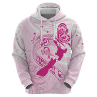 Personalised Aotearoa Breast Cancer Zip Hoodie New Zealand Maori Pattern LT01 - Polynesian Pride