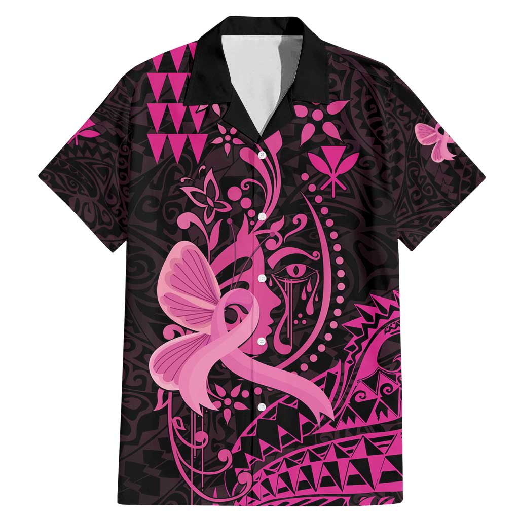 Hawaii Breast Cancer Family Matching Mermaid Dress and Hawaiian Shirt Girl Floral Kakau Pattern