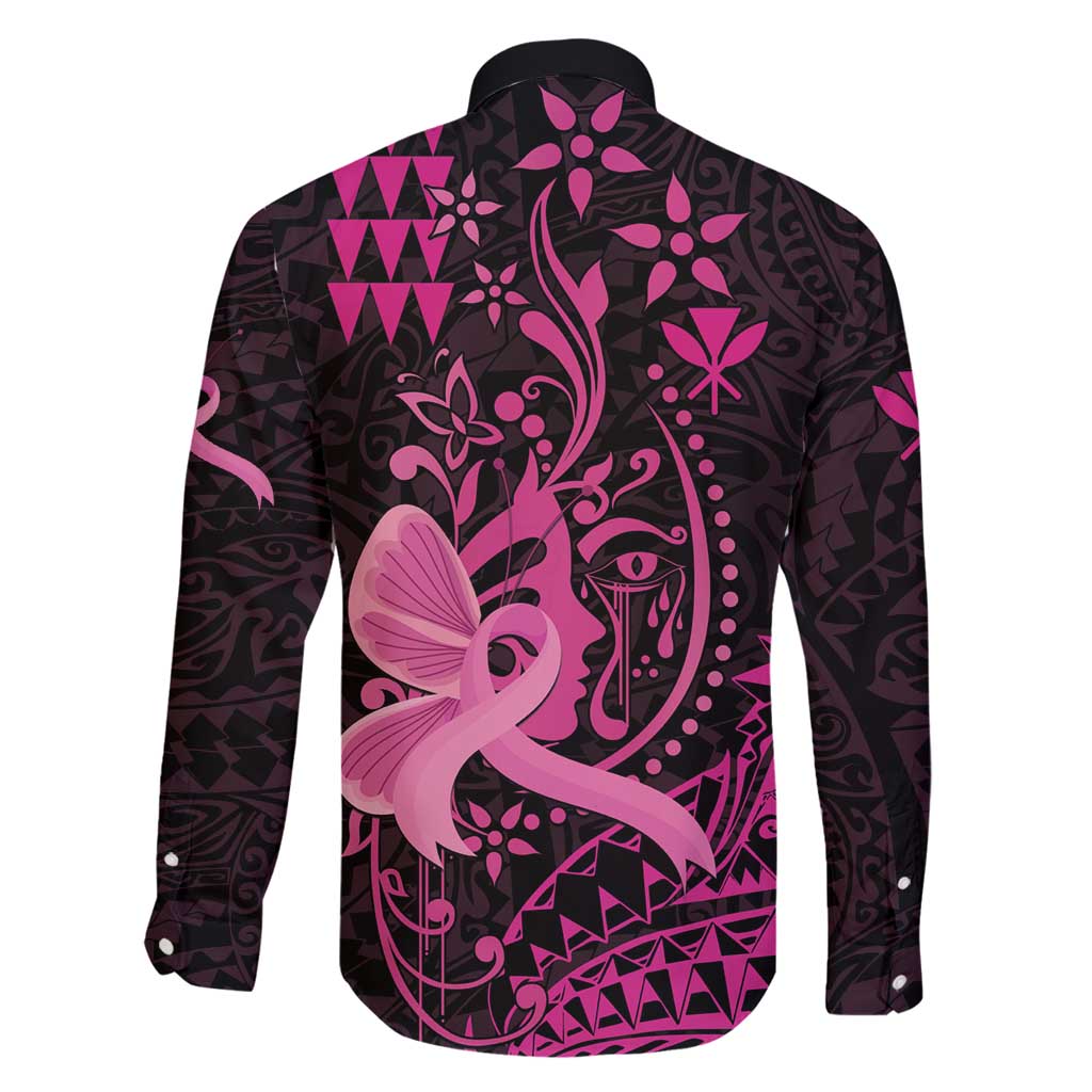 Hawaii Breast Cancer Family Matching Tank Maxi Dress and Hawaiian Shirt Girl Floral Kakau Pattern