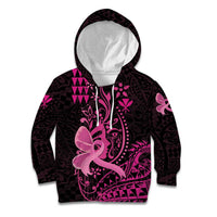 Hawaii Breast Cancer Kid Hoodie Girl Floral Kakau Pattern