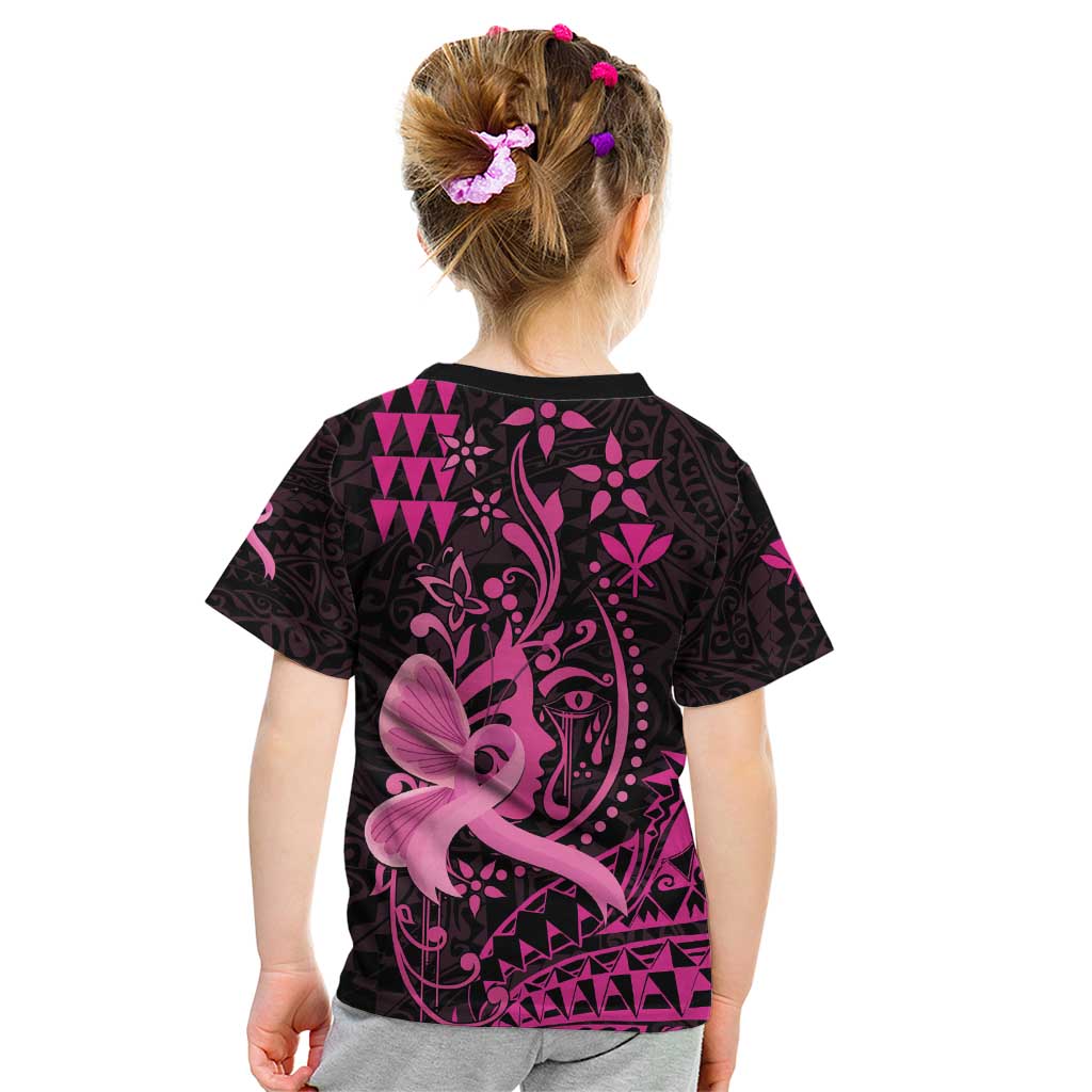 Hawaii Breast Cancer Kid T Shirt Girl Floral Kakau Pattern