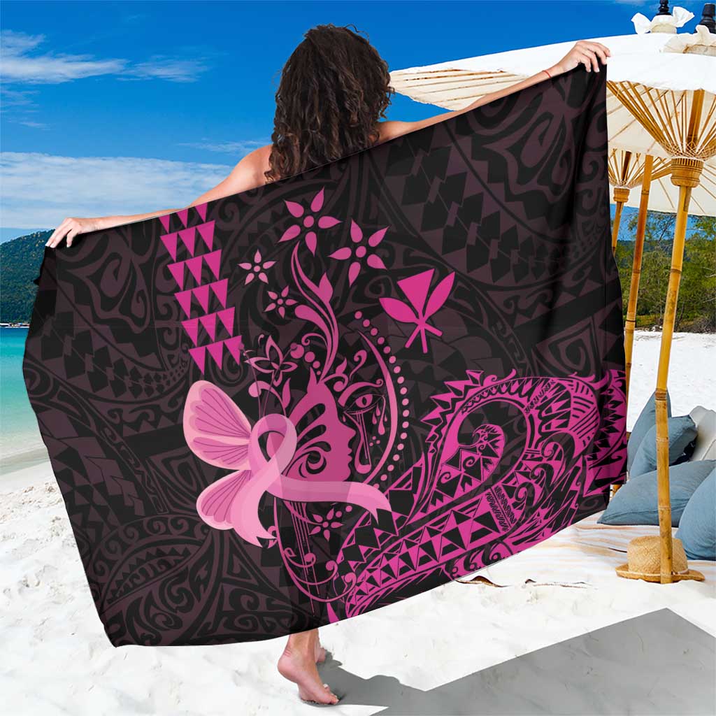 Hawaii Breast Cancer Sarong Girl Floral Kakau Pattern