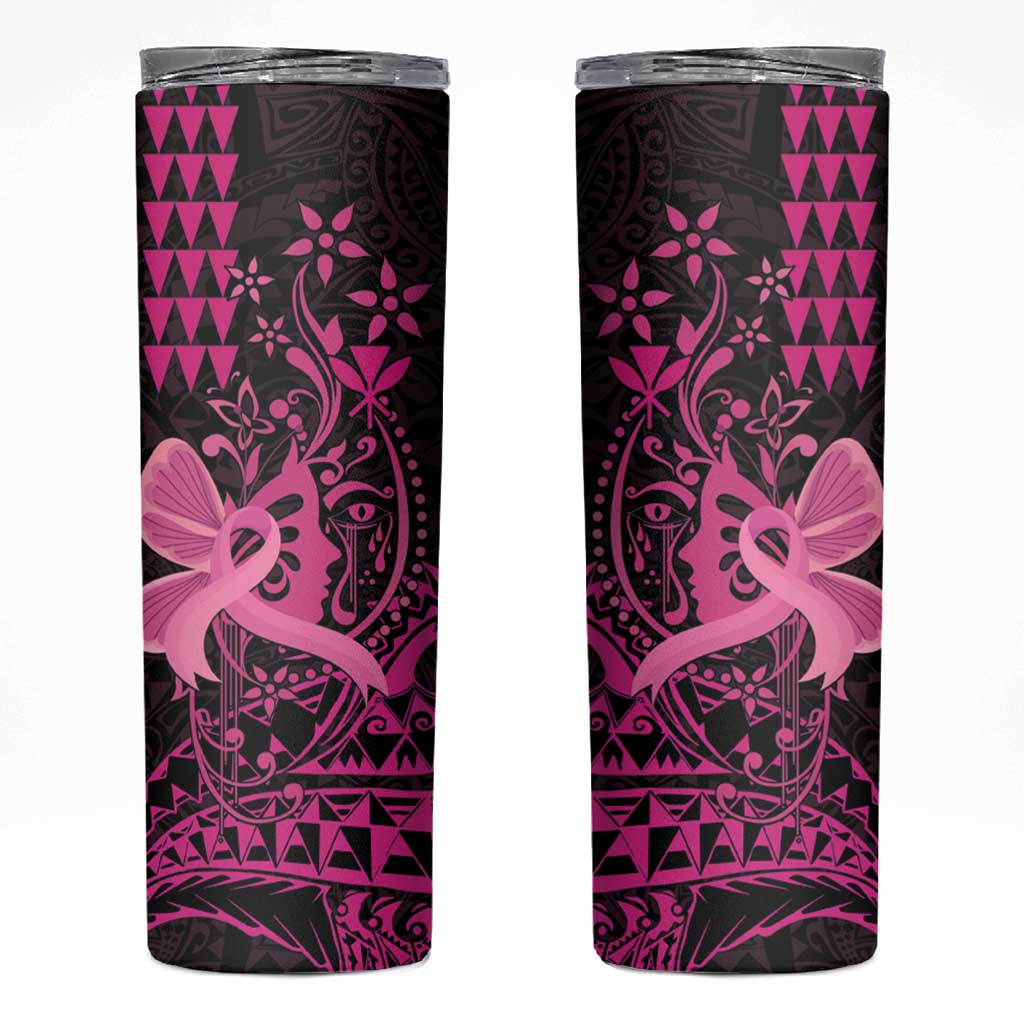 Hawaii Breast Cancer Skinny Tumbler Girl Floral Kakau Pattern