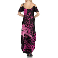 Hawaii Breast Cancer Summer Maxi Dress Girl Floral Kakau Pattern