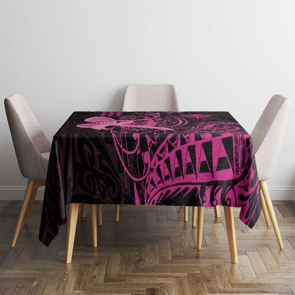Hawaii Breast Cancer Tablecloth Girl Floral Kakau Pattern