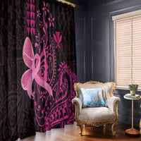 Hawaii Breast Cancer Window Curtain Girl Floral Kakau Pattern