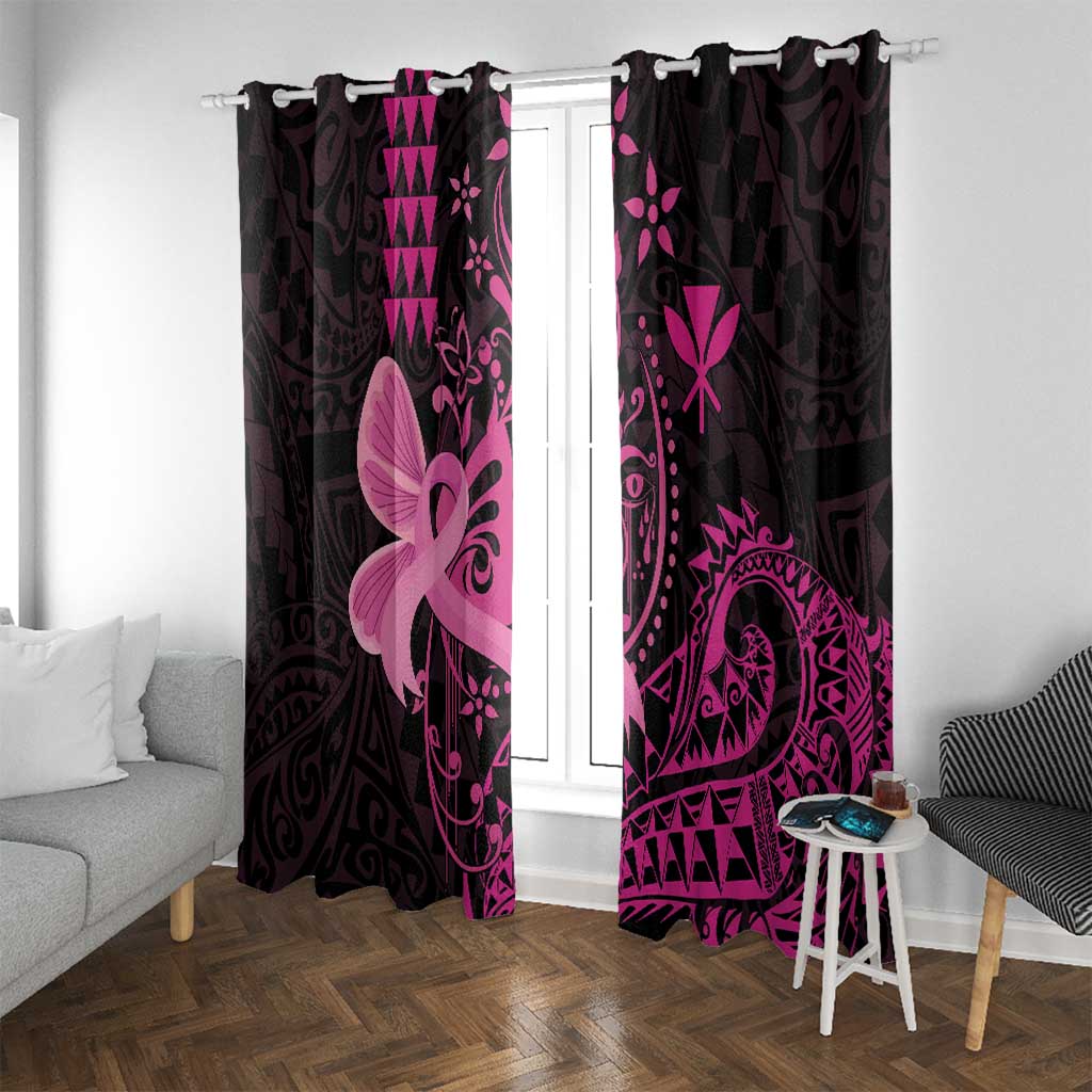 Hawaii Breast Cancer Window Curtain Girl Floral Kakau Pattern