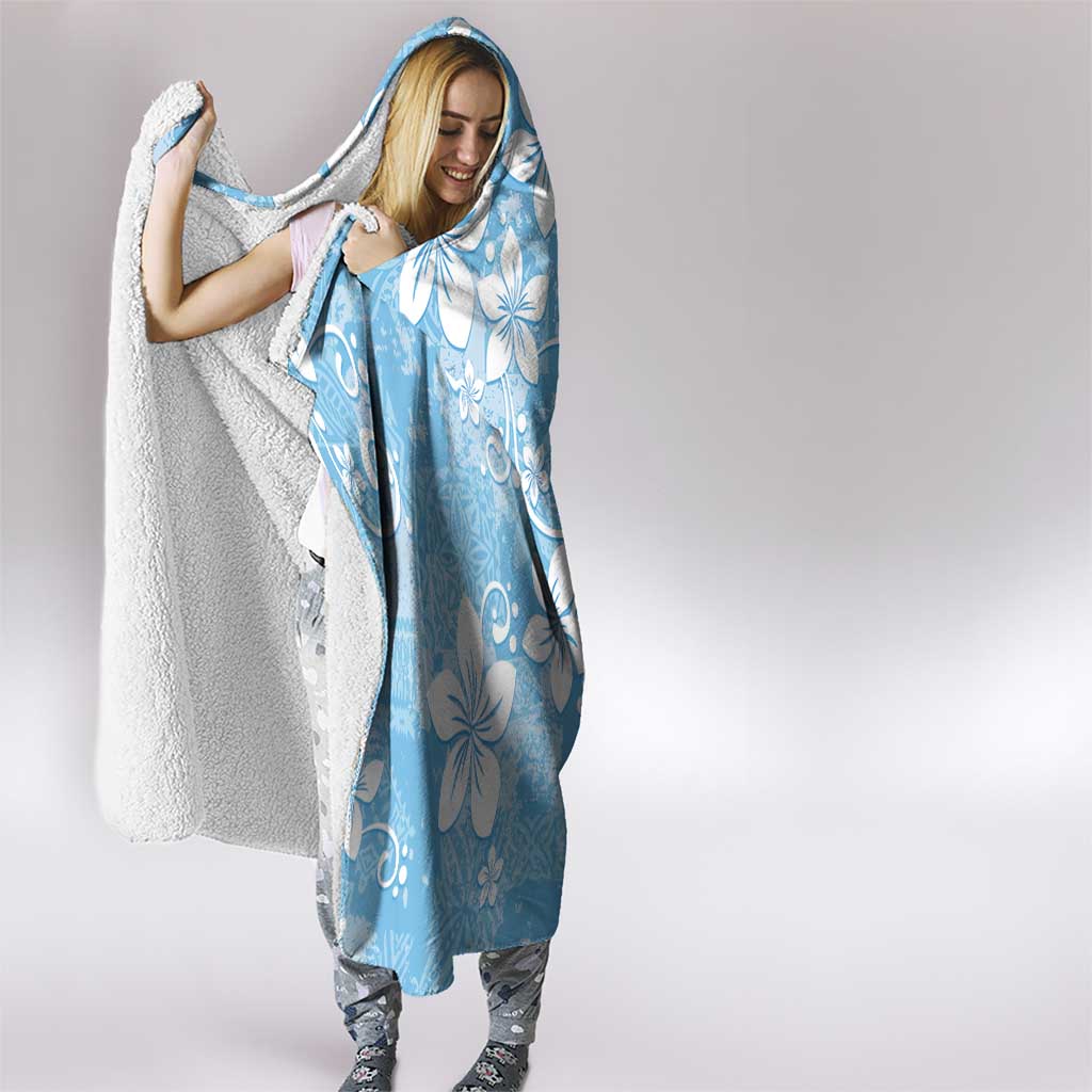 Fiji Tapa Pattern Hooded Blanket Plumeria Floral