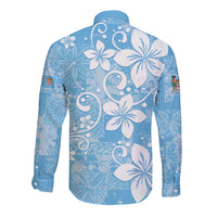 Fiji Tapa Pattern Long Sleeve Button Shirt Plumeria Floral