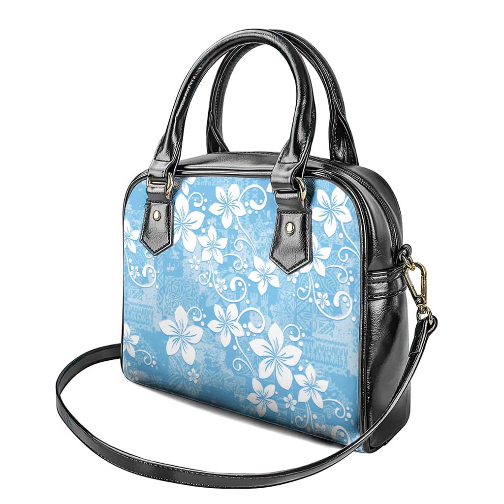 Fiji Tapa Pattern Shoulder Handbag Plumeria Floral