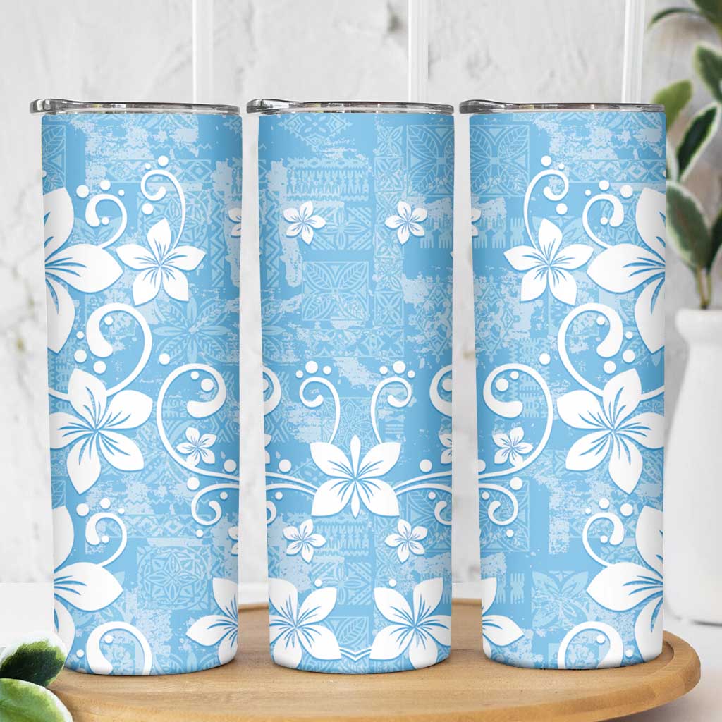 Fiji Tapa Pattern Skinny Tumbler Plumeria Floral LT01 - Polynesian Pride