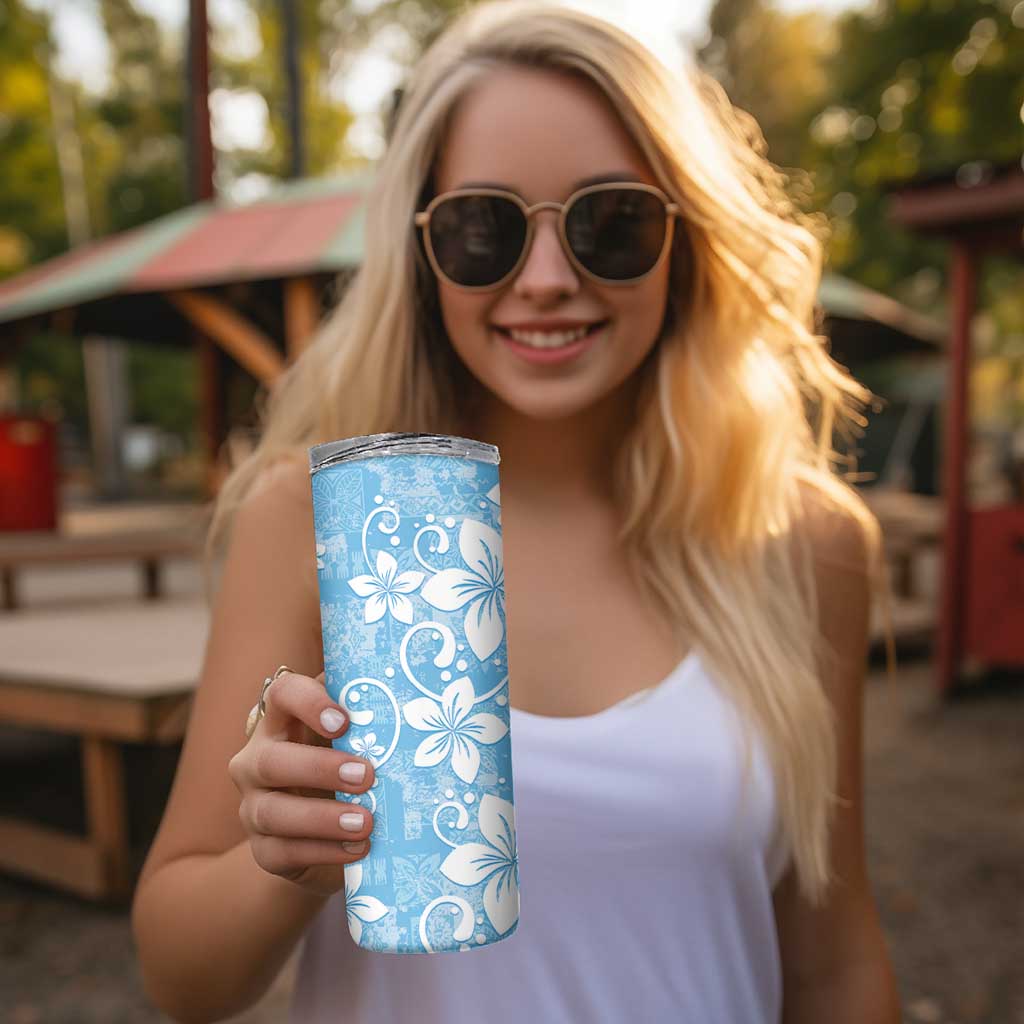 Fiji Tapa Pattern Skinny Tumbler Plumeria Floral LT01 - Polynesian Pride