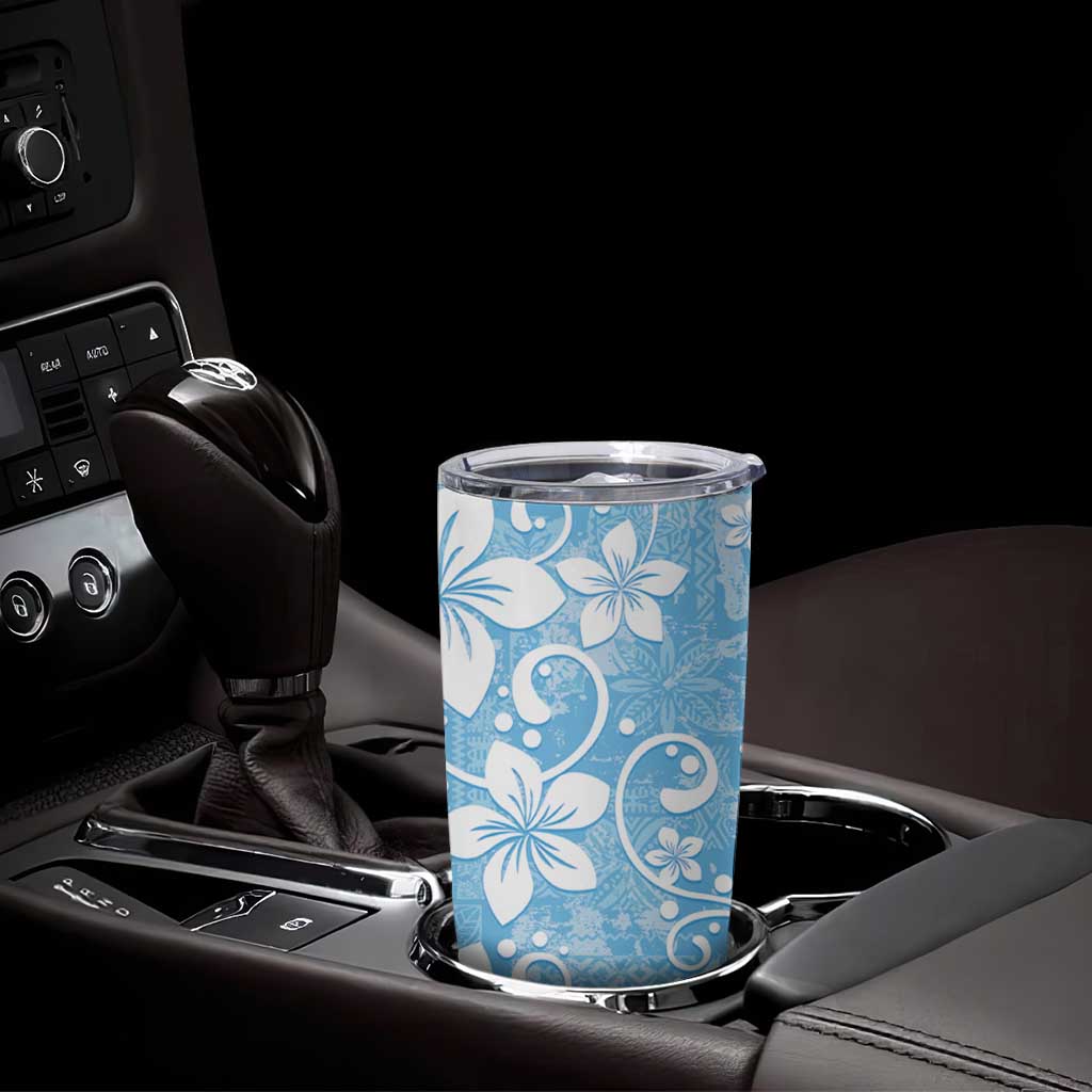 Fiji Tapa Pattern Tumbler Cup Plumeria Floral