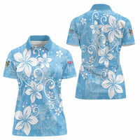 Fiji Tapa Pattern Women Polo Shirt Plumeria Floral