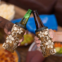 Plumeria Floral Tapa Pattern Vintage Gold 4 in 1 Can Cooler Tumbler