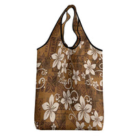 Plumeria Floral Tapa Pattern Vintage Gold Grocery Bag
